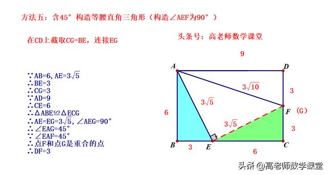 九年级数学，矩形中含45度的题型，一题多解（整理了6种解法）