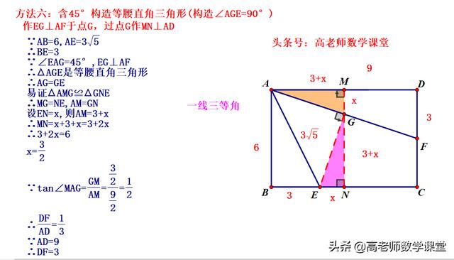 九年级数学，矩形中含45度的题型，一题多解（整理了6种解法）