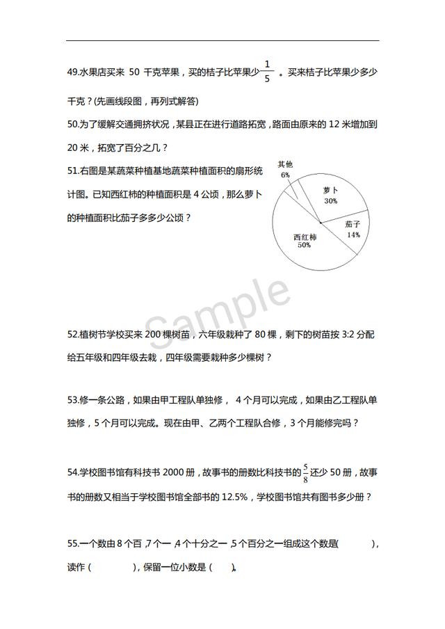 六年级数学拔高成绩自测题，家长赞不绝口，孩子成绩快速提升