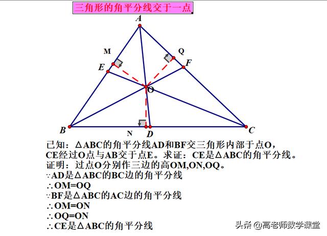 三角形中线、角平分线、高线交于一点的证明及重心的线段关系证明