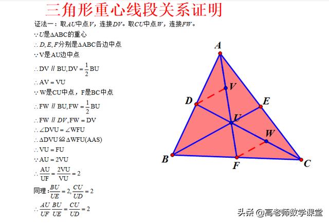 三角形中线、角平分线、高线交于一点的证明及重心的线段关系证明