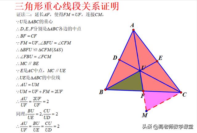 三角形中线、角平分线、高线交于一点的证明及重心的线段关系证明