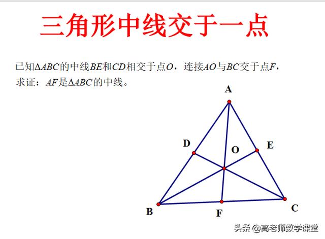 三角形中线、角平分线、高线交于一点的证明及重心的线段关系证明
