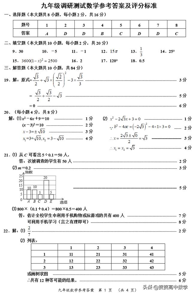 备战中考｜常州市九年级数学调研测试数学试题2019.4（最新）