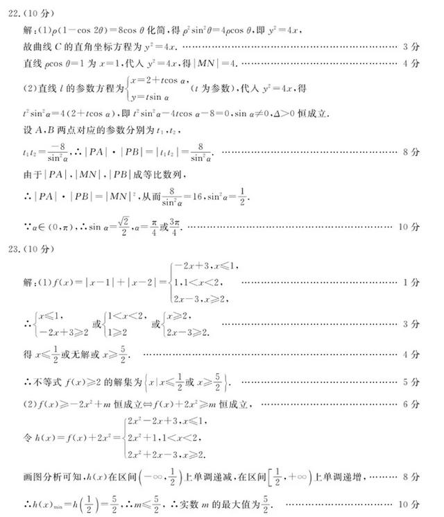 2019年普通高等学校招生全国统一模拟考试B卷答案