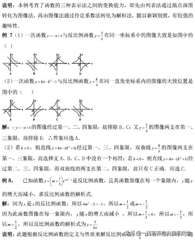 中考复习丨反比例函数知识点和题型总结，数形结合思想讲解！