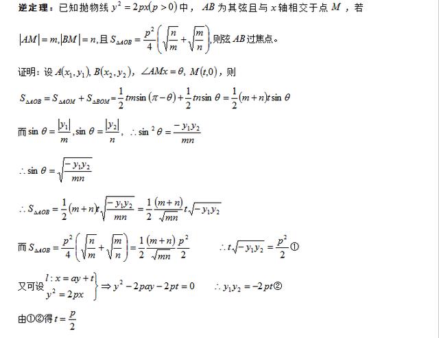 高考数学与抛物线焦点弦有关的六个性质，含证明过程！