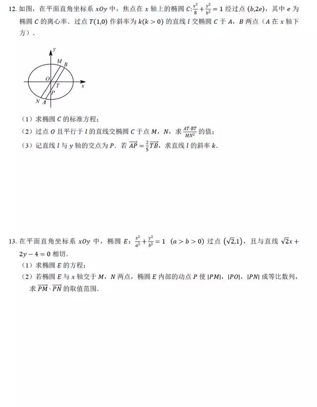 椭圆动态参数问题通关30练，排版精美，可打印