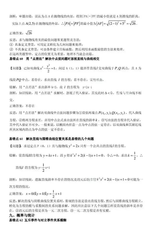 高中数学80个逢考必错的高频错题，以后绝不再错！