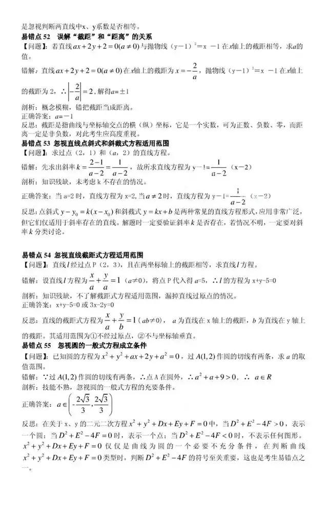 高中数学：80个易错点、易错题总结