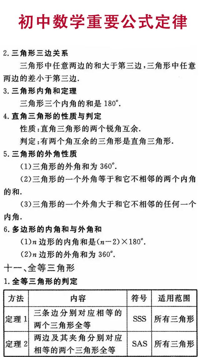 初中数学知识点详细解析，逐条复习，你的数学也能上110！