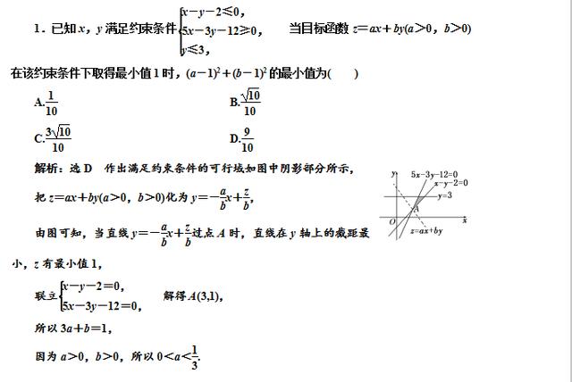 高考数学线性规划真题解析，作出不等式组所表示的平面区域是关键