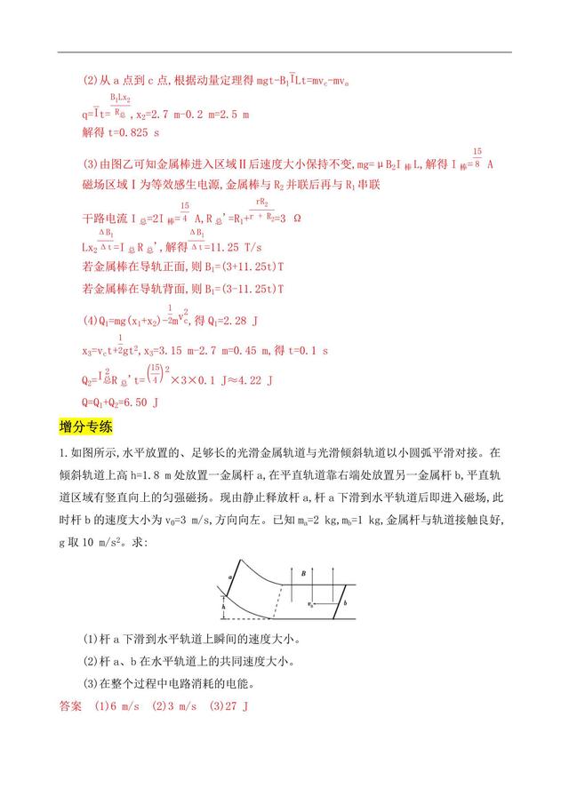 高考物理增分突破——电磁感应与动量观点综合问题