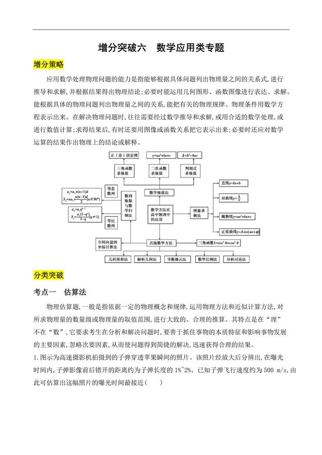 高中物理增分突破——数学应用类，物理数学不分家！