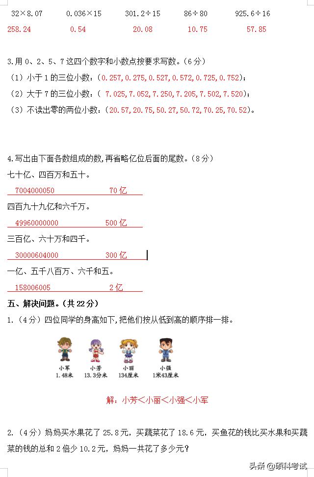 小升初数学：升学考试考点专项练习题专题汇总