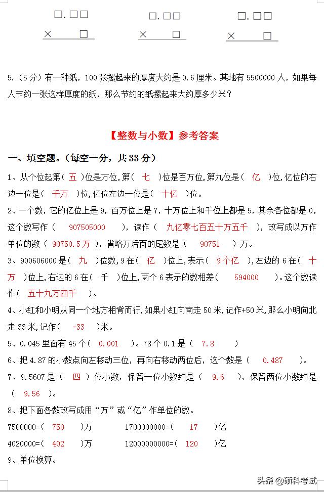 小升初数学：升学考试考点专项练习题专题汇总