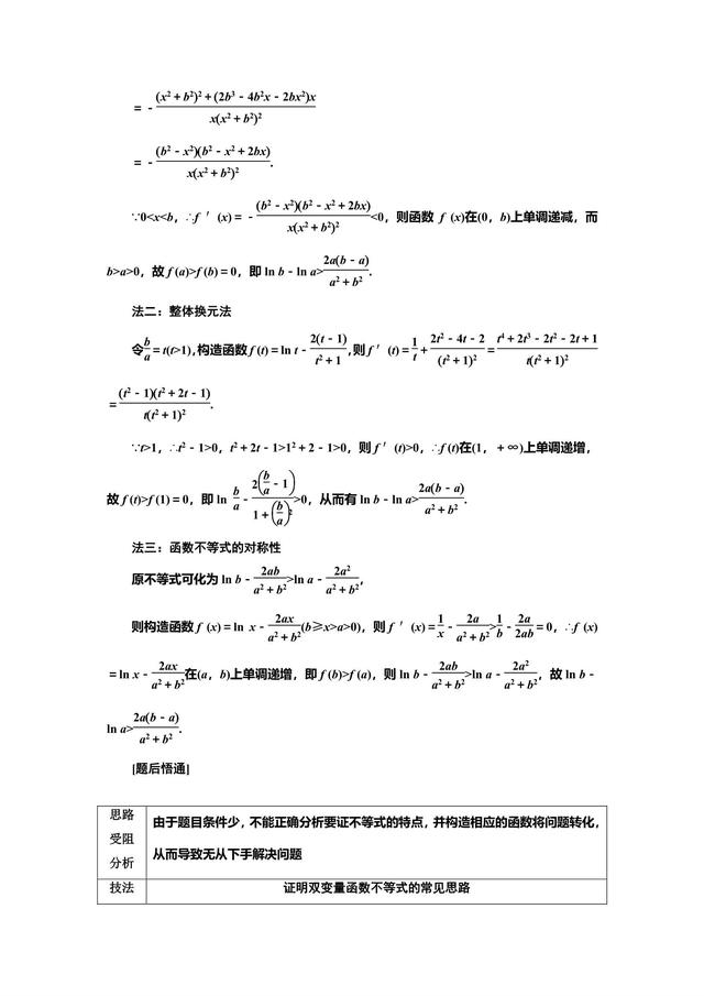 2019高中数学冲刺复习重难点之导数与不等式剖析，不怕！