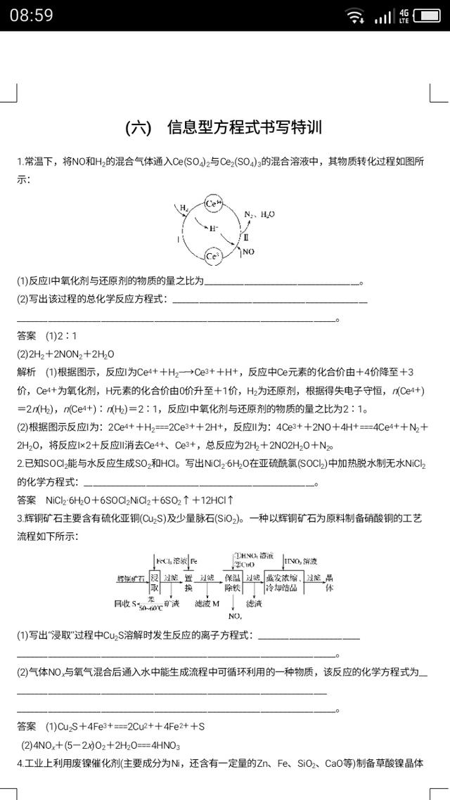 高考化学专集一一（六）信息型方程式书写特训