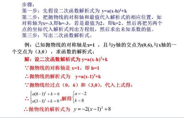 初三数学成绩提高速成法（二）：求二次函数解析式的几种常见方法