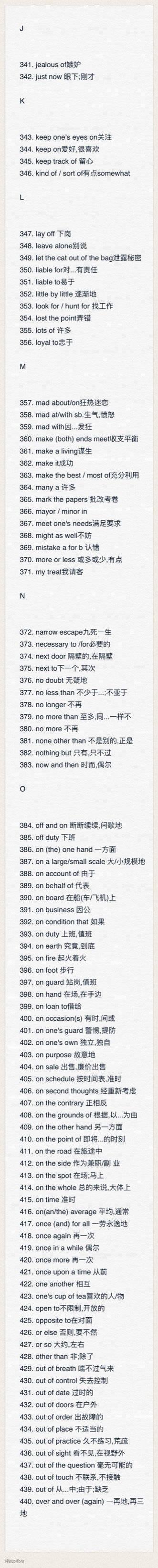 史上最全526个英语短语，背完口语16级，很实用！
