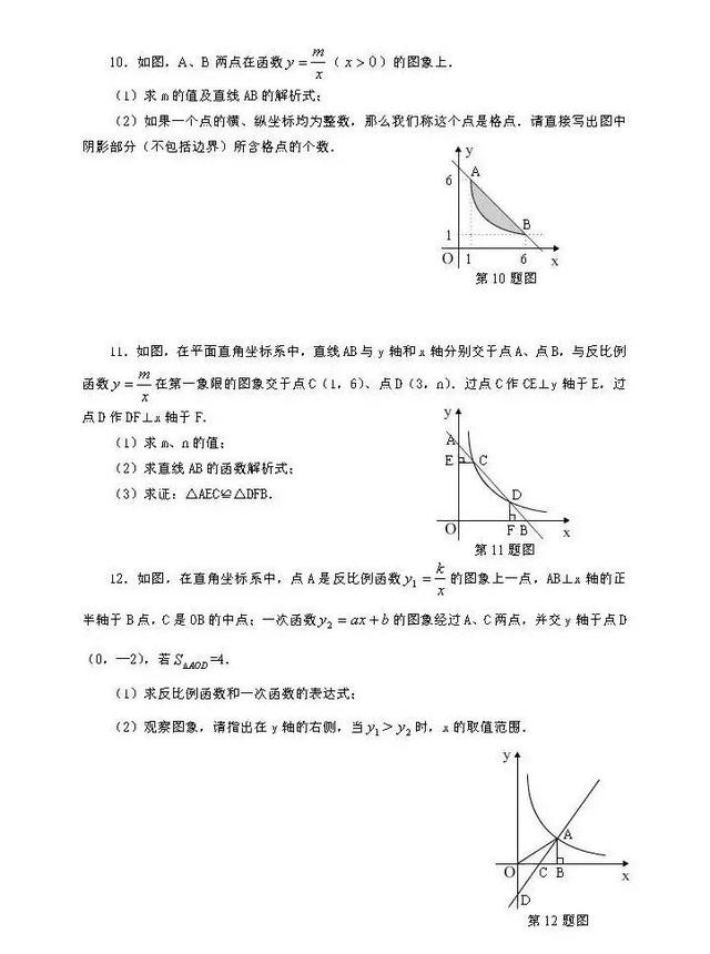 反比例函数专项训练题（含答案），再不会做可不能怪老师了！