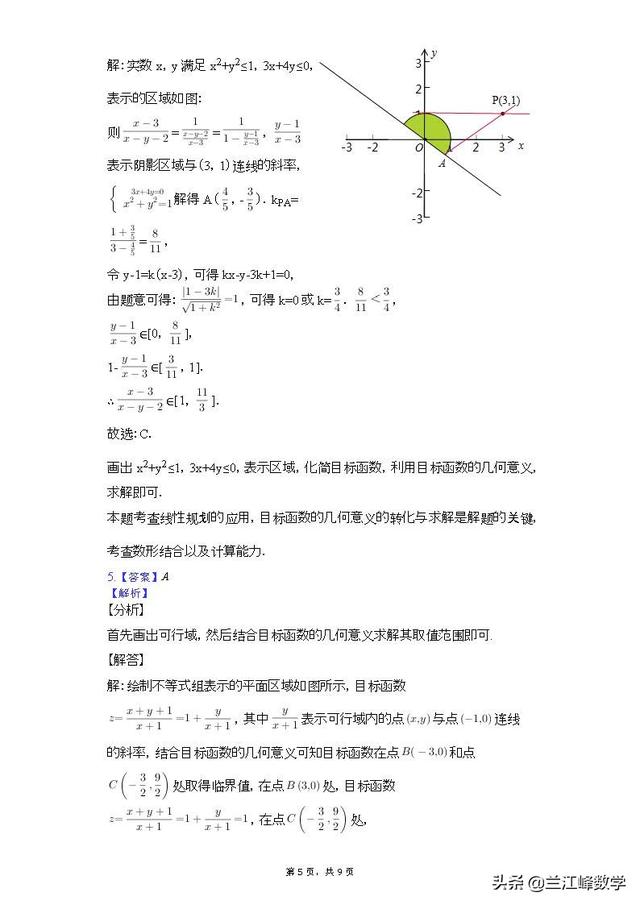 高中数学线性规划专题训练  带详细答案解析