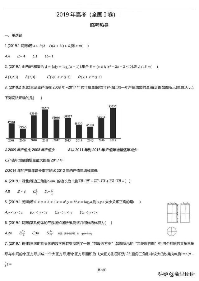 2019高考数学押题密卷来袭，一切只为提分！