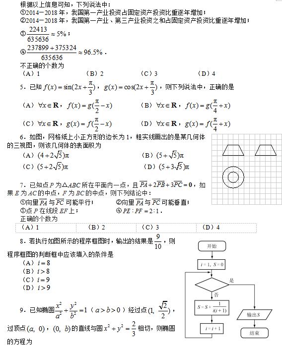 2019年相阳教育“黉门云”高考等值试卷预测卷（全国Ⅰ卷）答案