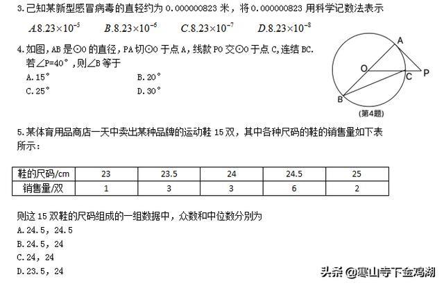 2019年张家港一模数学