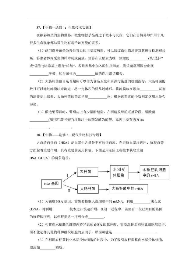 2019全国卷Ⅰ高考压轴卷  理科综合