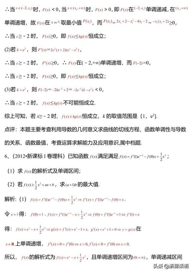 考前冲刺 | 导数的应用，高频考点及例题解析