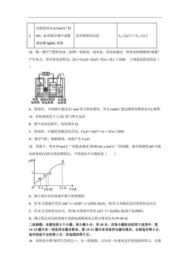 2019全国卷Ⅰ高考压轴卷  理科综合