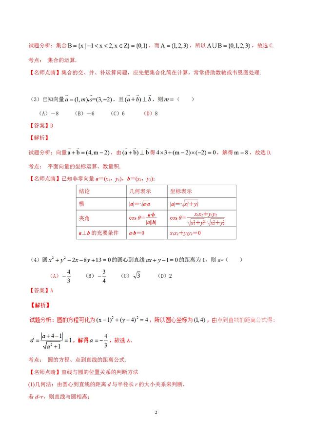 2016年全国二卷理科数学解析版！高三学子金榜题名