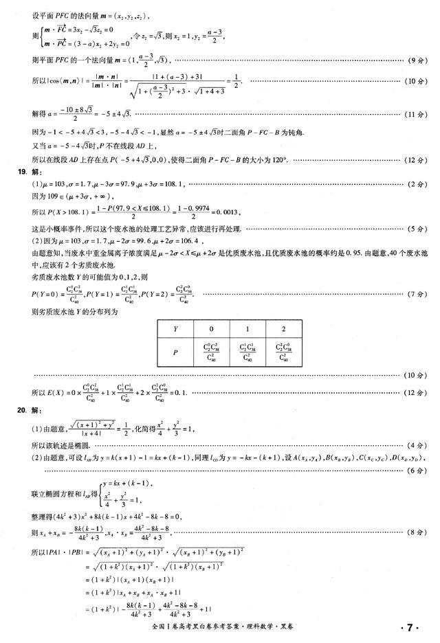 2019普通高考黑白卷全国1卷黑卷理科数学试题及解答