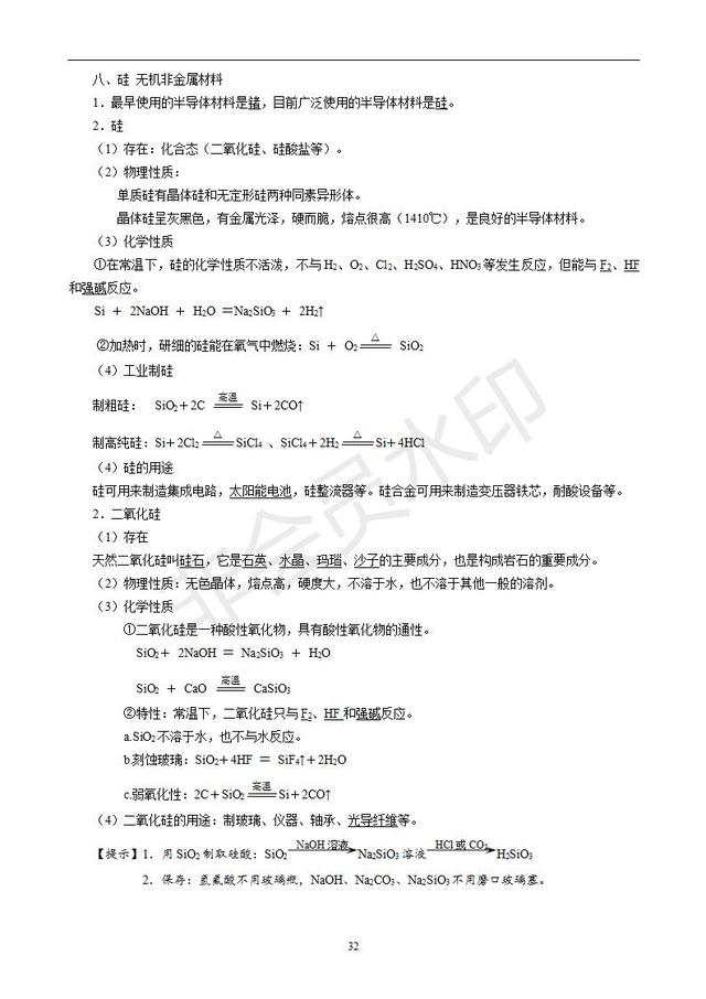 高中化学知识梳理（必修1、必修2、化学反应原理）