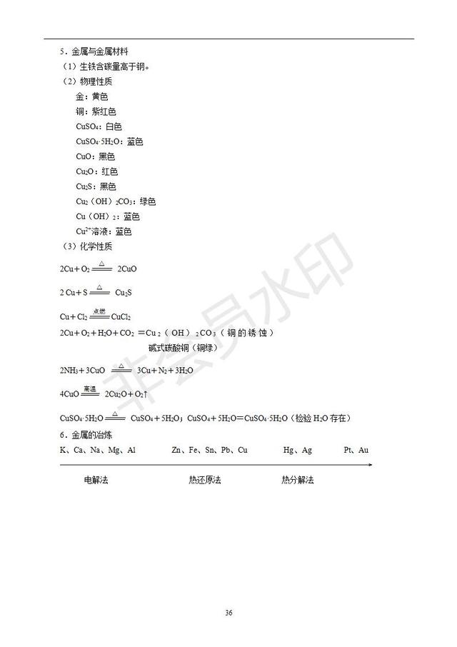 高中化学知识梳理（必修1、必修2、化学反应原理）