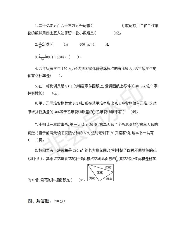 小升初数学模拟试题