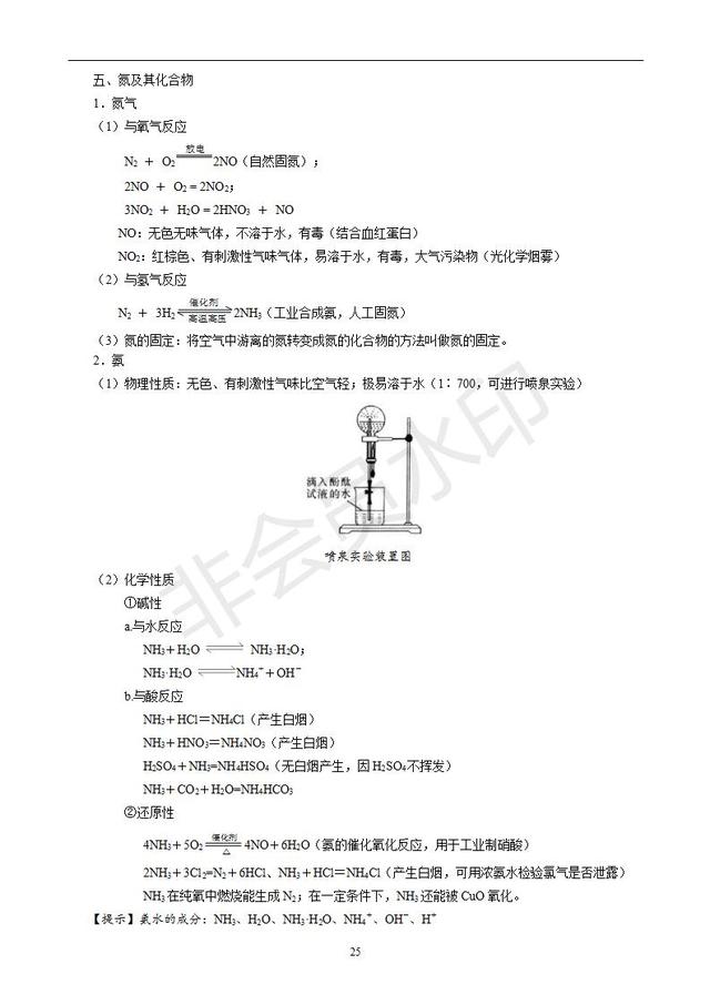 高中化学知识梳理（必修1、必修2、化学反应原理）