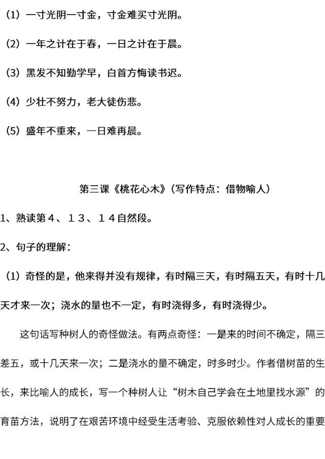 人教版语文4-6年级下册课内重点＋日积月累汇总