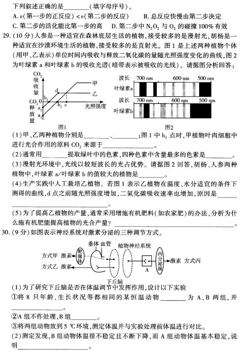 2019年豫科名校大联考B卷高三理科综合答案