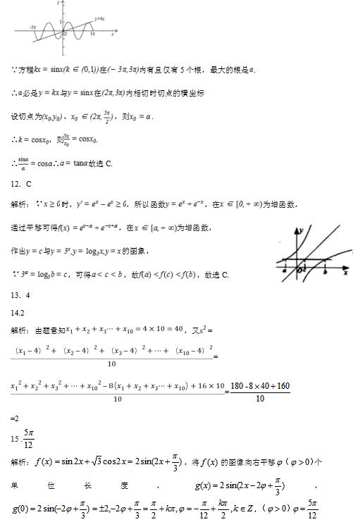 2019年江西省名校（临川一中、南昌二中）高三5月联合考答案