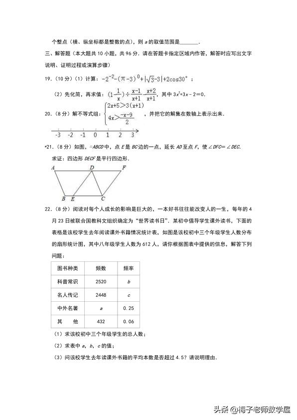 江苏省南通市海门市 2019 届九年级下学期期中一模考试（含答案）