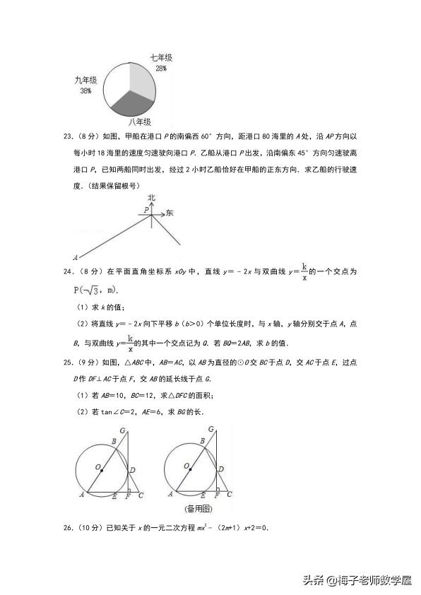 江苏省南通市海门市 2019 届九年级下学期期中一模考试（含答案）