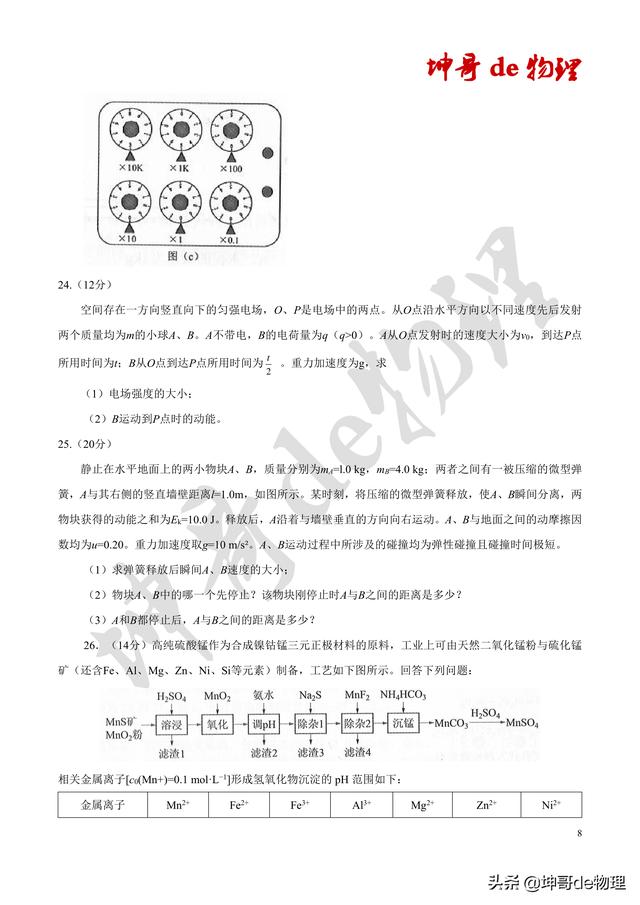 2019年高考全国卷三理综试卷