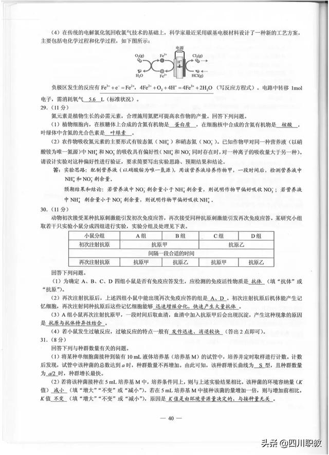 2019年四川省高考理科综合高清版真题，没有怪题、难题