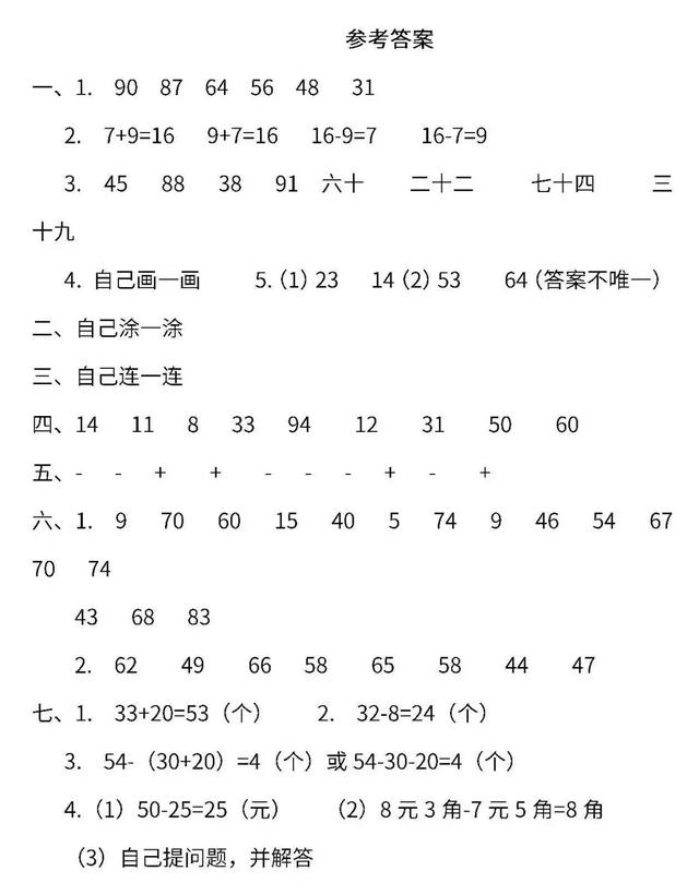 小学1～6年级数学下册期末测试卷（含答案），家长摸摸底儿