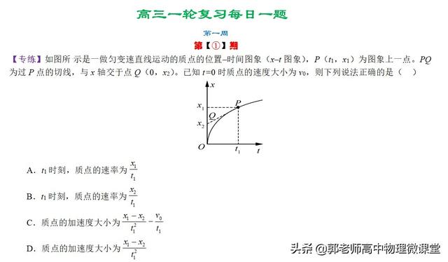 2020届高三一轮复习每日一题专练第一周（运动图象）