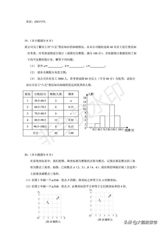 「中考数学」湖北省武汉市江汉区2019届中考数学模拟题试卷二