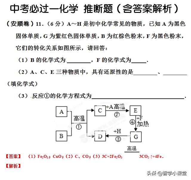 中考必过——18道中考化学推断题含详细解析