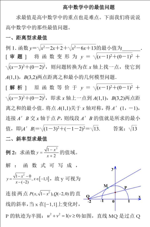 高中数学最难的求最值问题都在这儿了